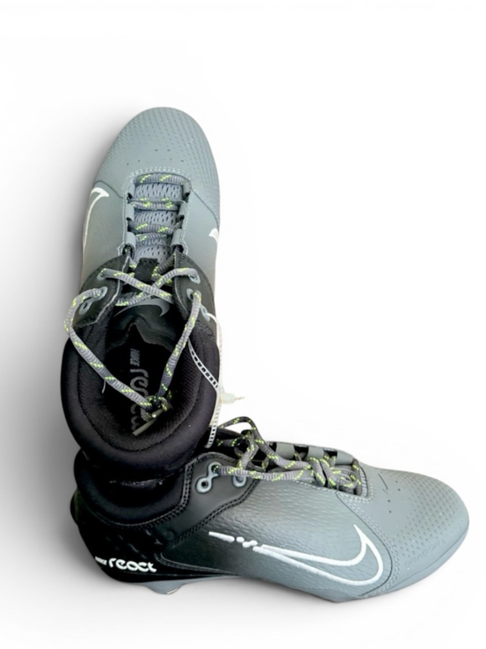 Nike Softball Cleats React Hyperdiamond 4 Baseball Grey Black White Shoe New 8